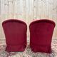 Paire de fauteuils crapauds en velours rouge bordeaux - Style Napoléon III