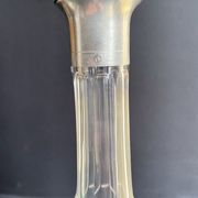 Blown crystal decanter, cut and silver collar