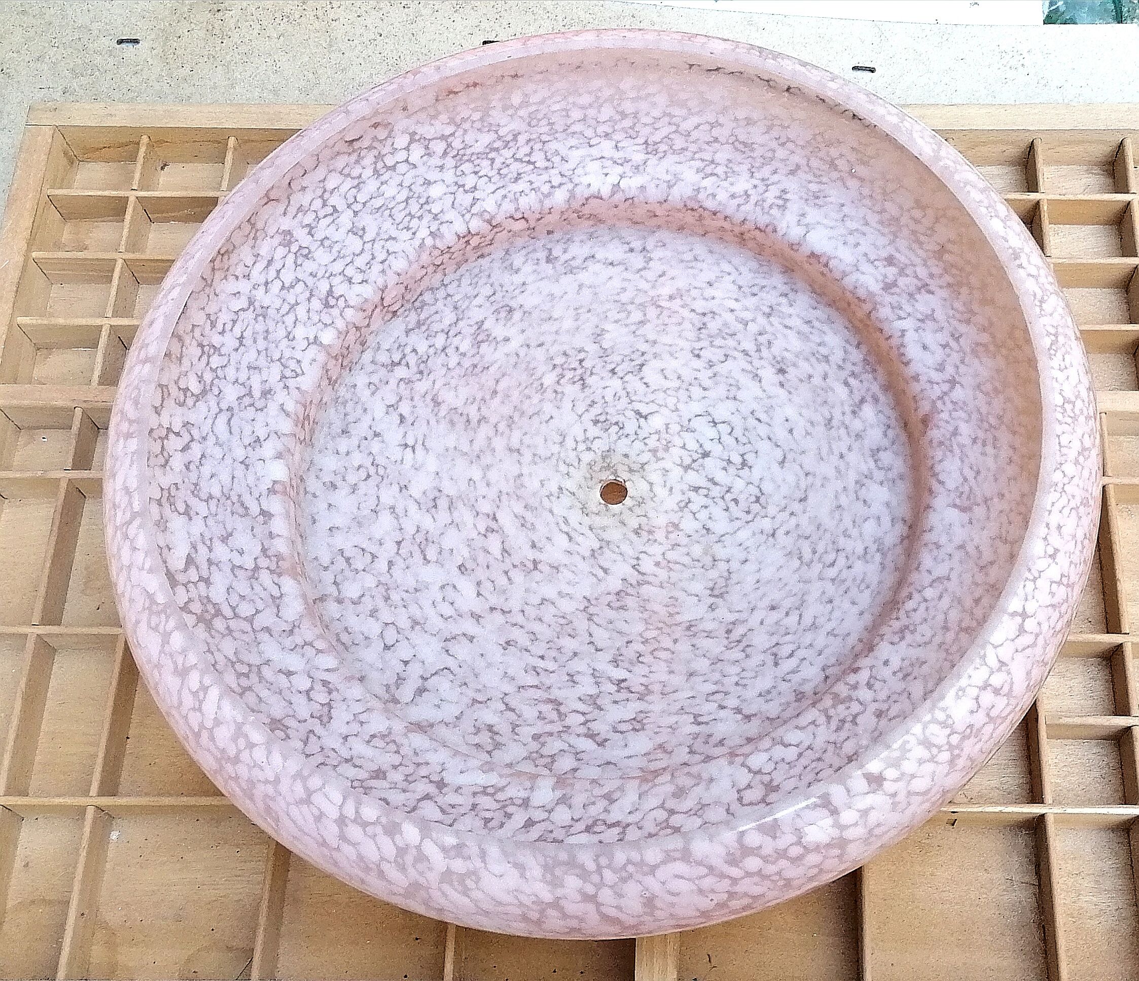 Pink clichy glass hanging lamp 1930