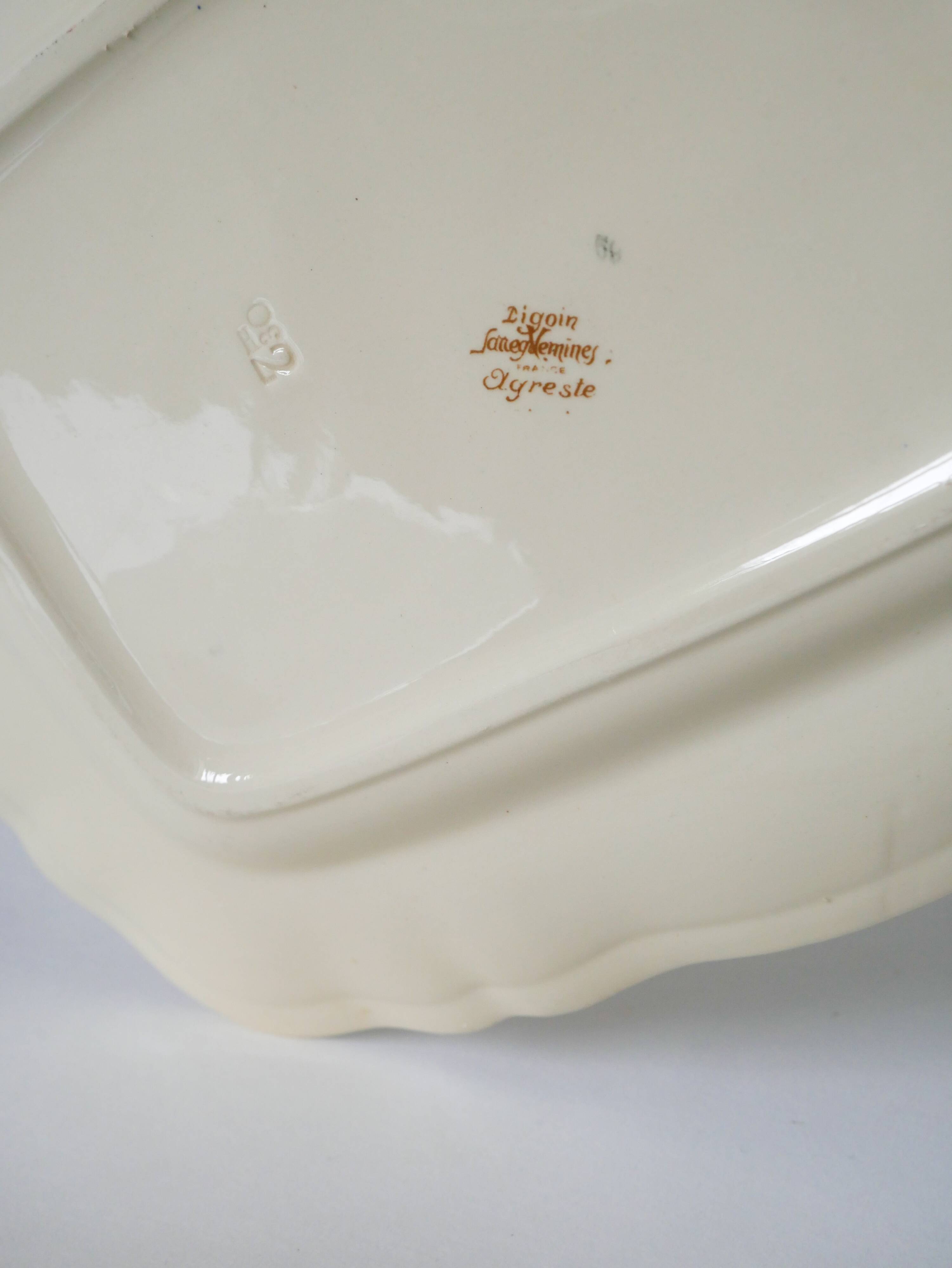 Large rectangular dish Digoin Sarreguemines model Agreste, 1960