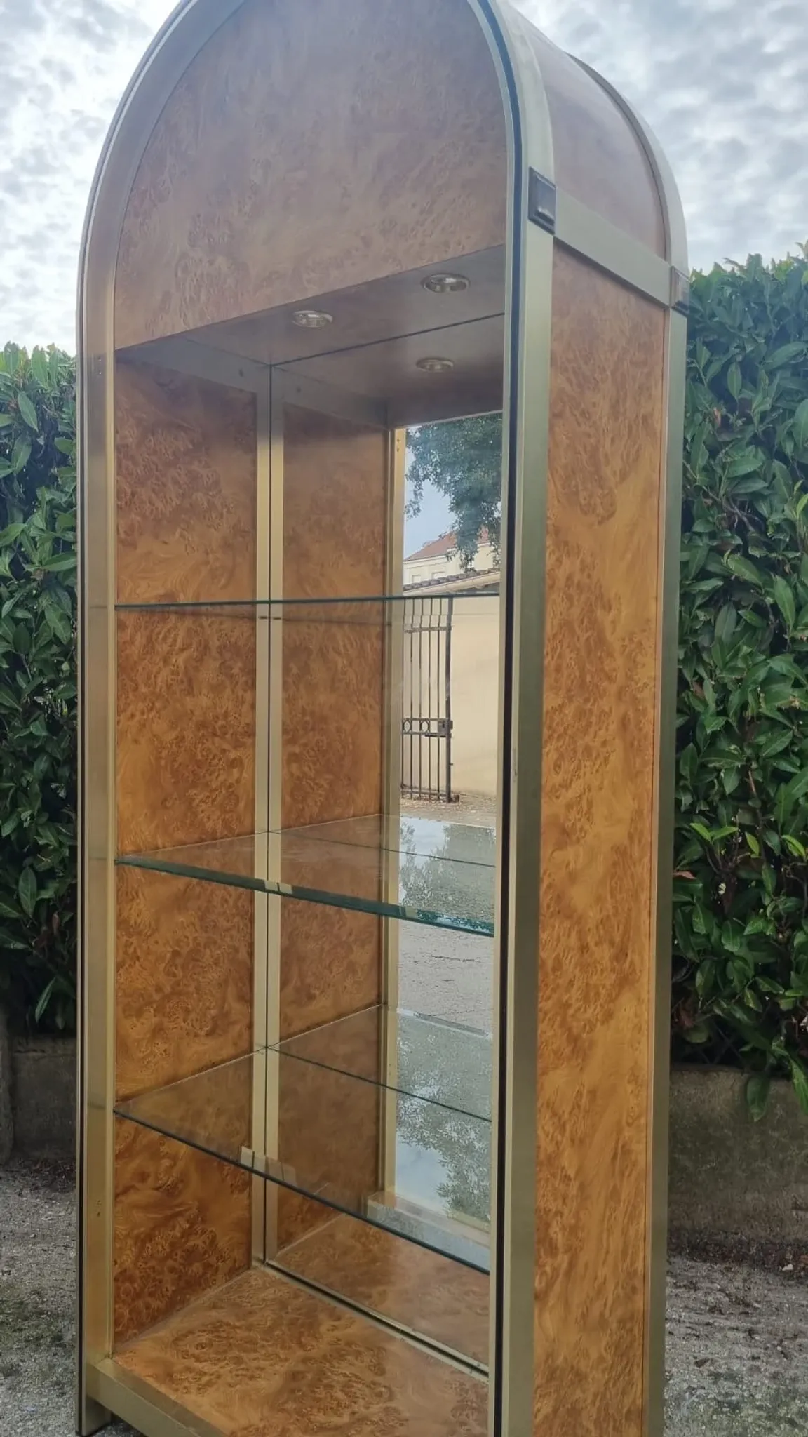 Pair of display cabinets 1970 Vintage Elm Burl