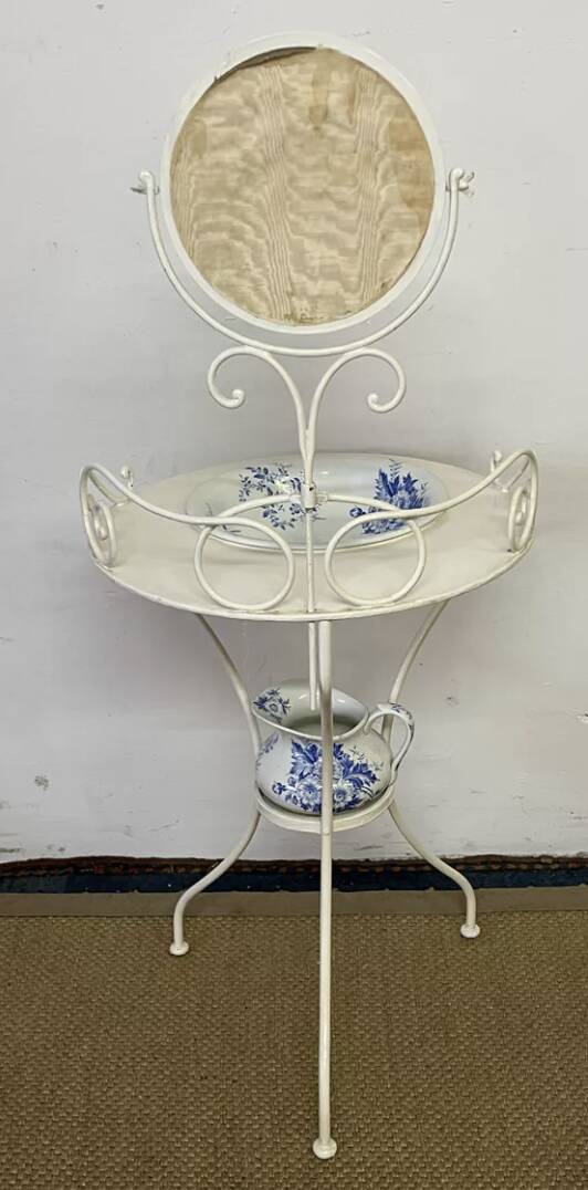 Antique wrought iron dressing table / Vintage bathroom cabinet