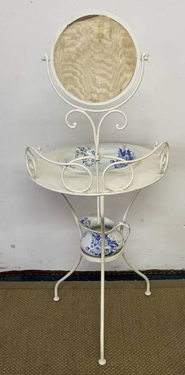 Coiffeuse en fer forgé ancienne / Meuble de toilette vintage