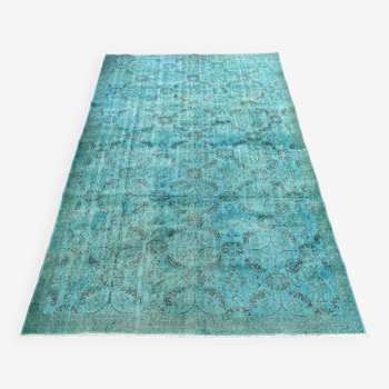 Turkish oushak 6x9 aqua rug for bedroom -aqua vintage rug aqua moon.133