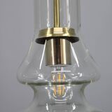 Mid-century Czech glass pendant light brass finish 1970s modern rewired