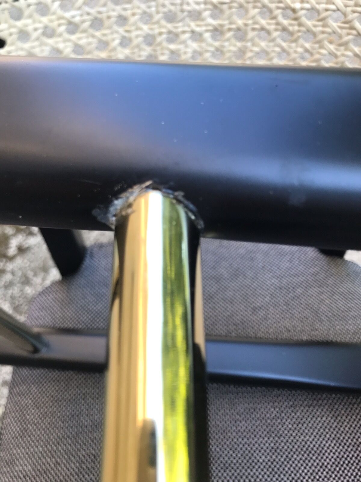 Cannage stool top black wood caviar fabric Red Edition