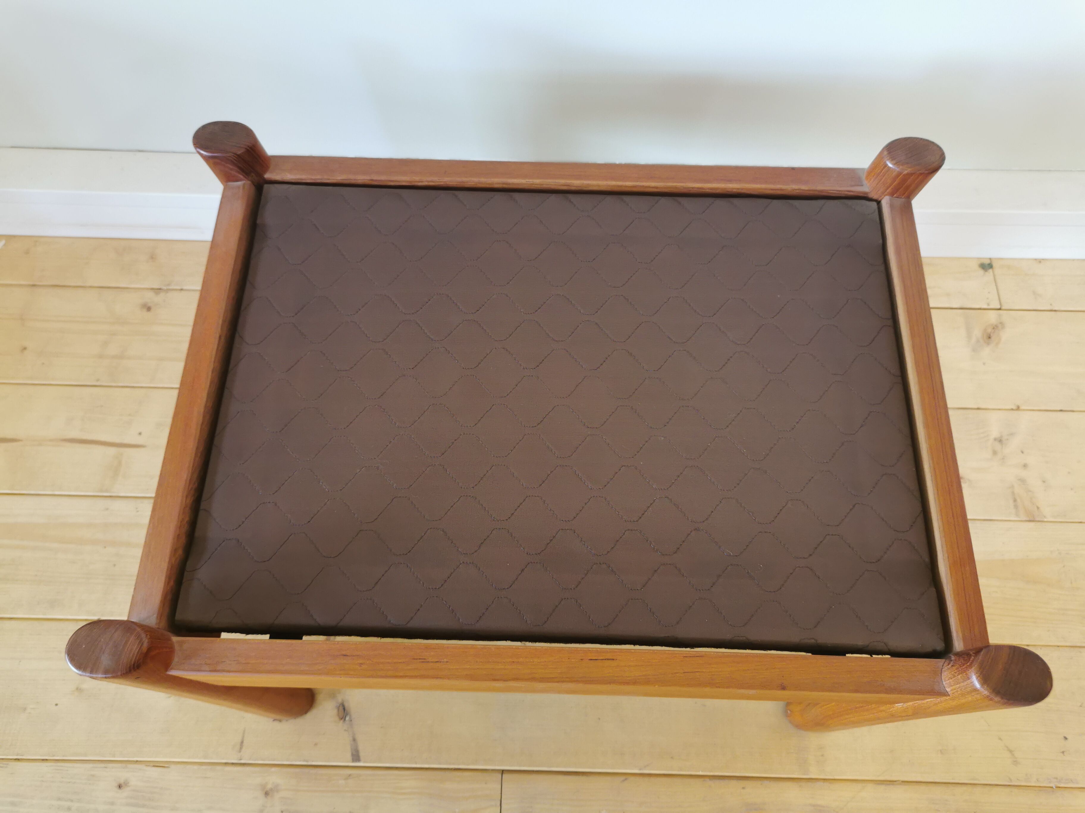 Pair of Dyrlund leather footrest 60s leather