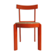 Chaise vintage en bois laqué orange et assise cannage