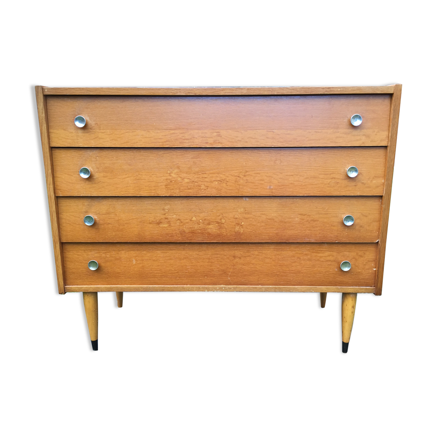 Vintage oak chest of drawers veneered on chipboard