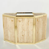 Pair of travertine brass cabinets by Alfredo Freda 1975