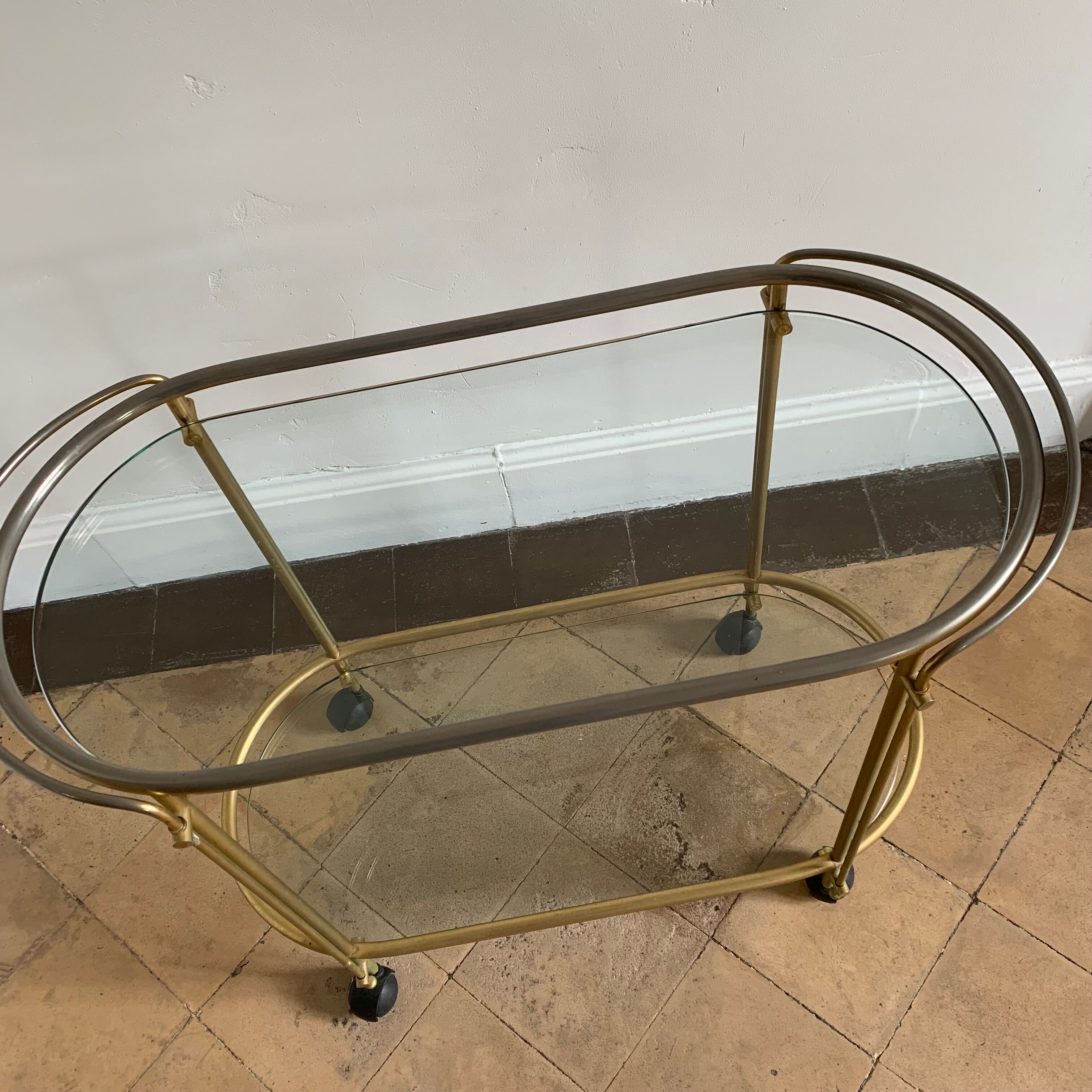 Golden brass and glass service