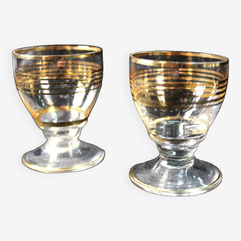 Duo liqueur glasses with golden threads - Art Deco 1940 certified