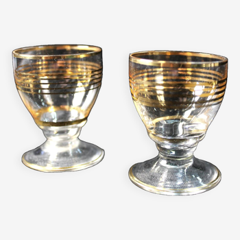 Duo verres à liqueur avec filets dorés - Art Déco 1940 certifié