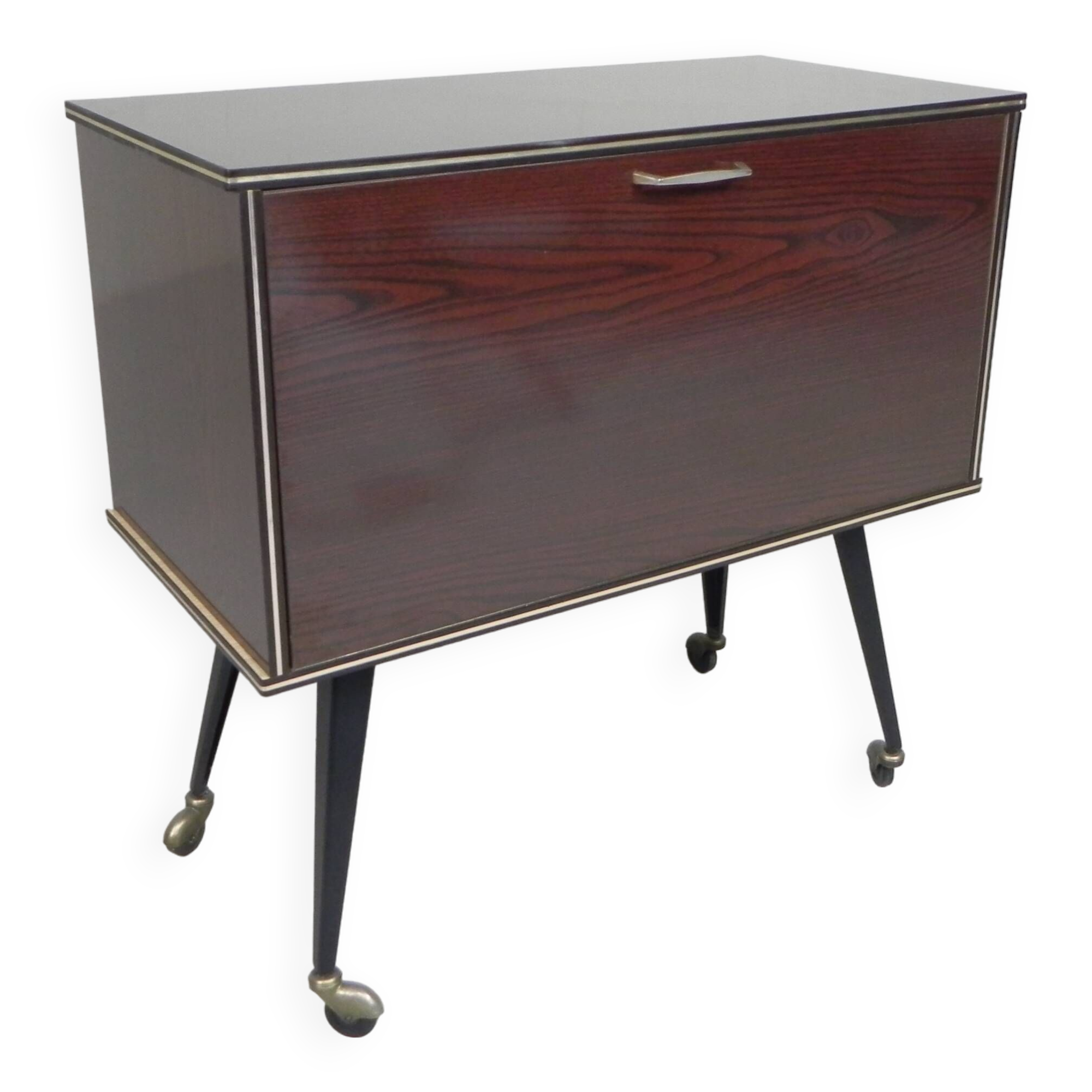 Vintage drinks cabinet, bar on castors, 1960s