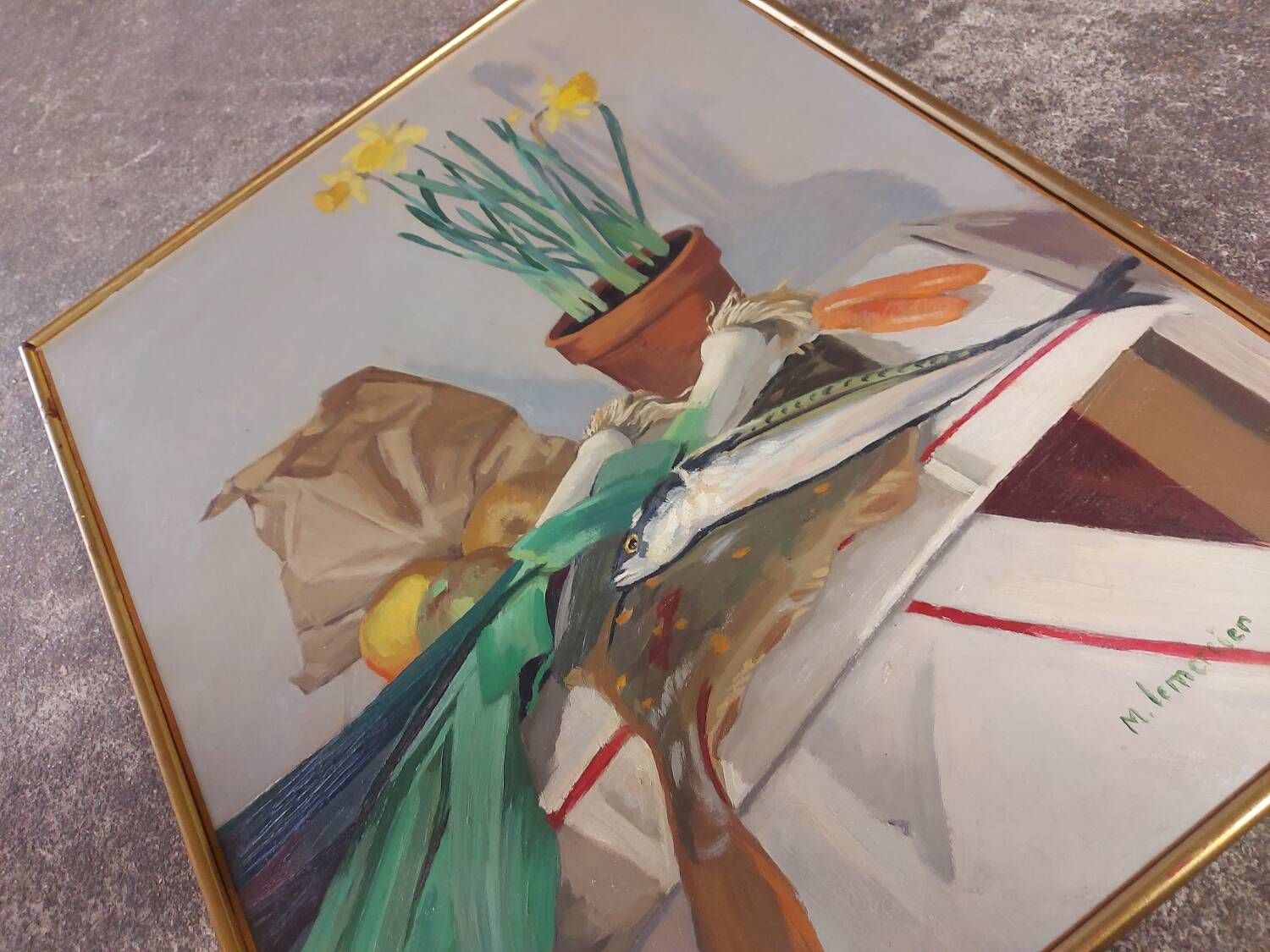 Painting, oil on canvas still life, Michel Mercier