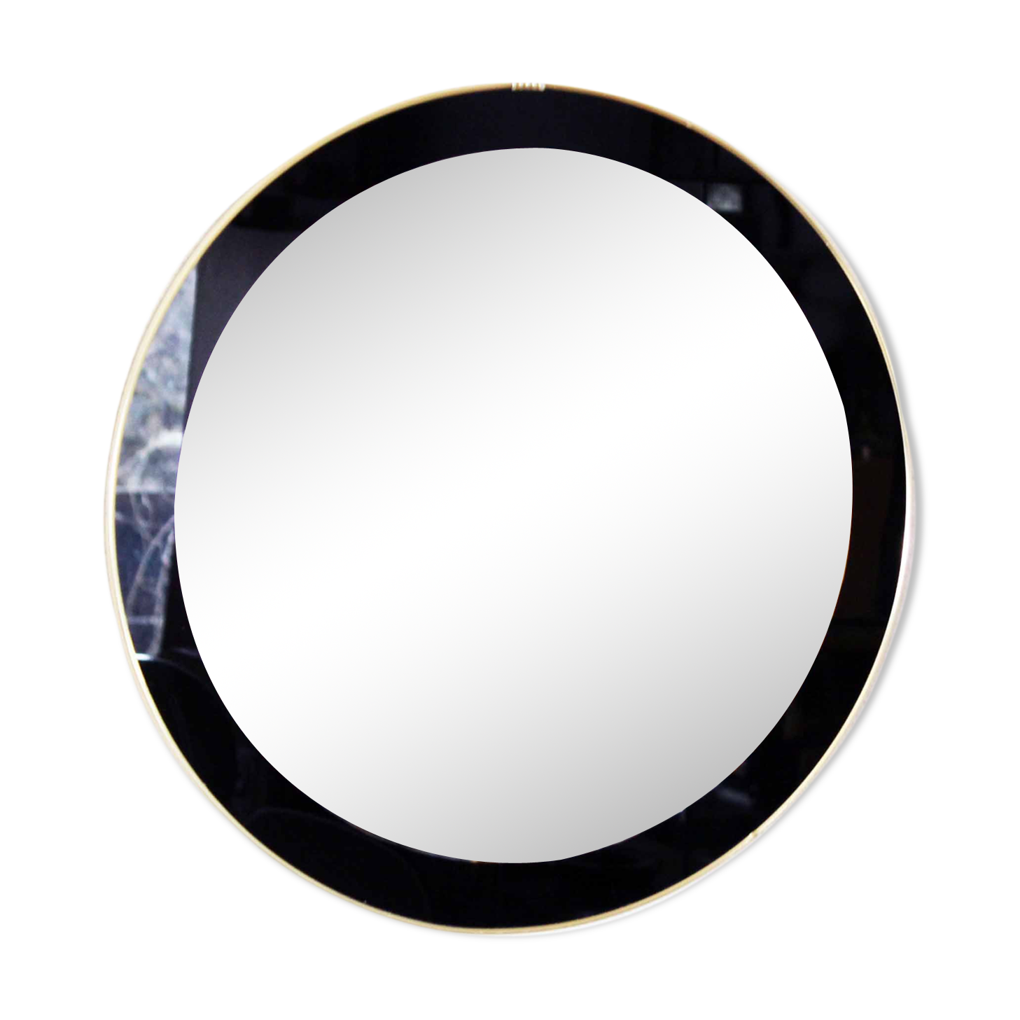 Black and gold 60s round mirror