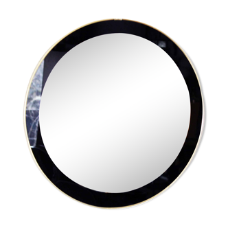 Black and gold 60s round mirror