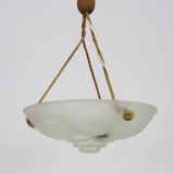 Art Deco washbasin pendant light 1 light in glass with geometric patterns