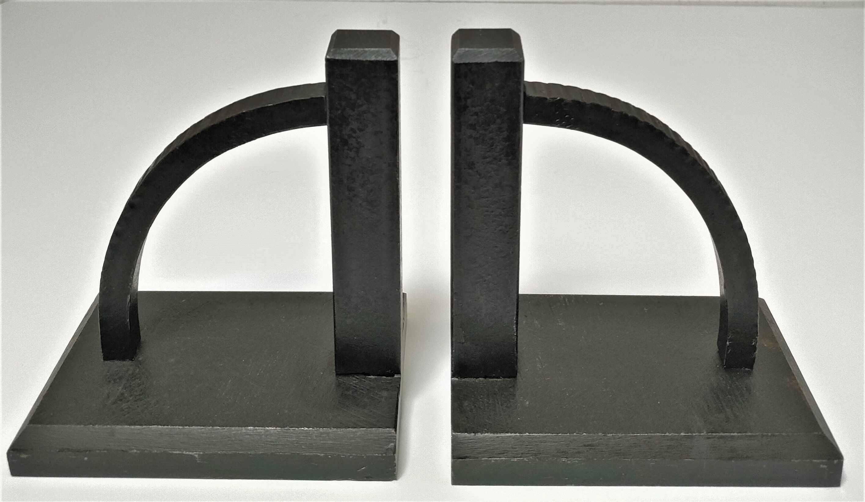 Pair of bookends in black lacquered steel design 60s