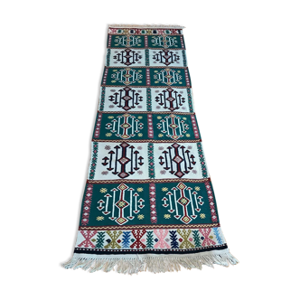 Handmade kilim runner rug with traditional design