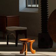 Oromo stool from mid-20th century Africa, hand-carved wood, tribal style.