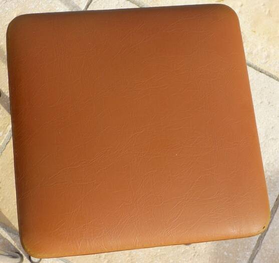 2 vintage stools with faux leather tops