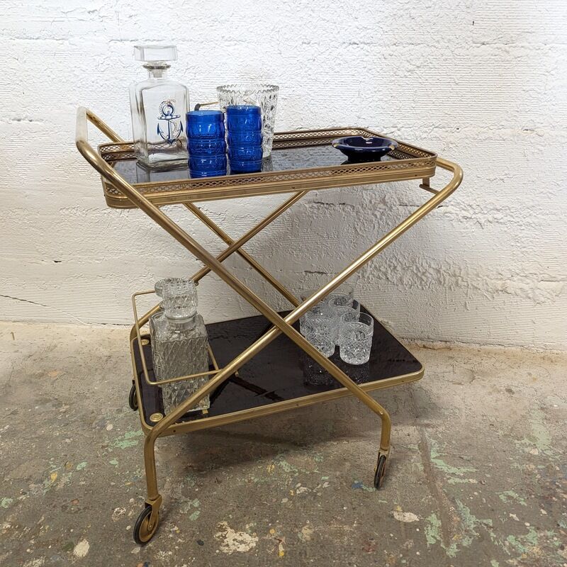 Foldable vintage bar trolley