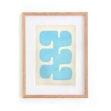 Abstract painting 30x40cm framed "era" light blue signed Eawy