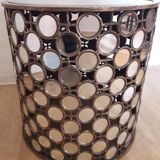 Gilt metal mirrored drum table