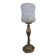 Vintage table lamp with a bronze base and moulded glass globe.