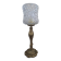 Vintage table lamp with a bronze base and moulded glass globe.
