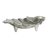 Vide-poche en forme de feuille en métal blanc argenté