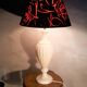 Large albaster lamp 1960 has 70 lampshade in velvet and red 66cm