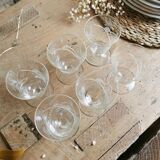 6 Chiseled Crystal Glasses, 1950s