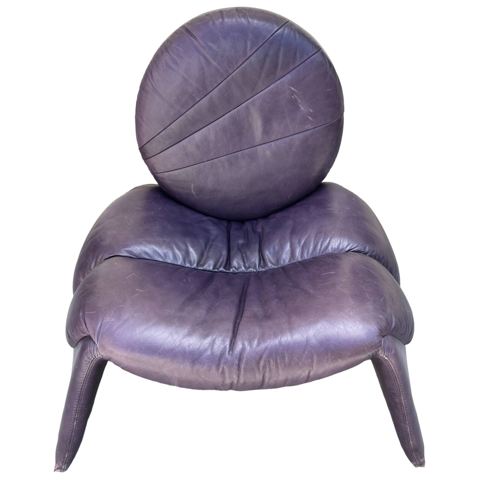 Italian Leather Calipso Armchair by Vittorio Introini for Saporiti, 1970s