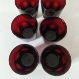 6 Arcoroc ruby glasses – Faceted design from the 70s-80s