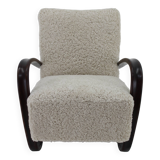 1930s Jindrich Halabala Thonet H-269 Armchair in Sheepskin, Restored
