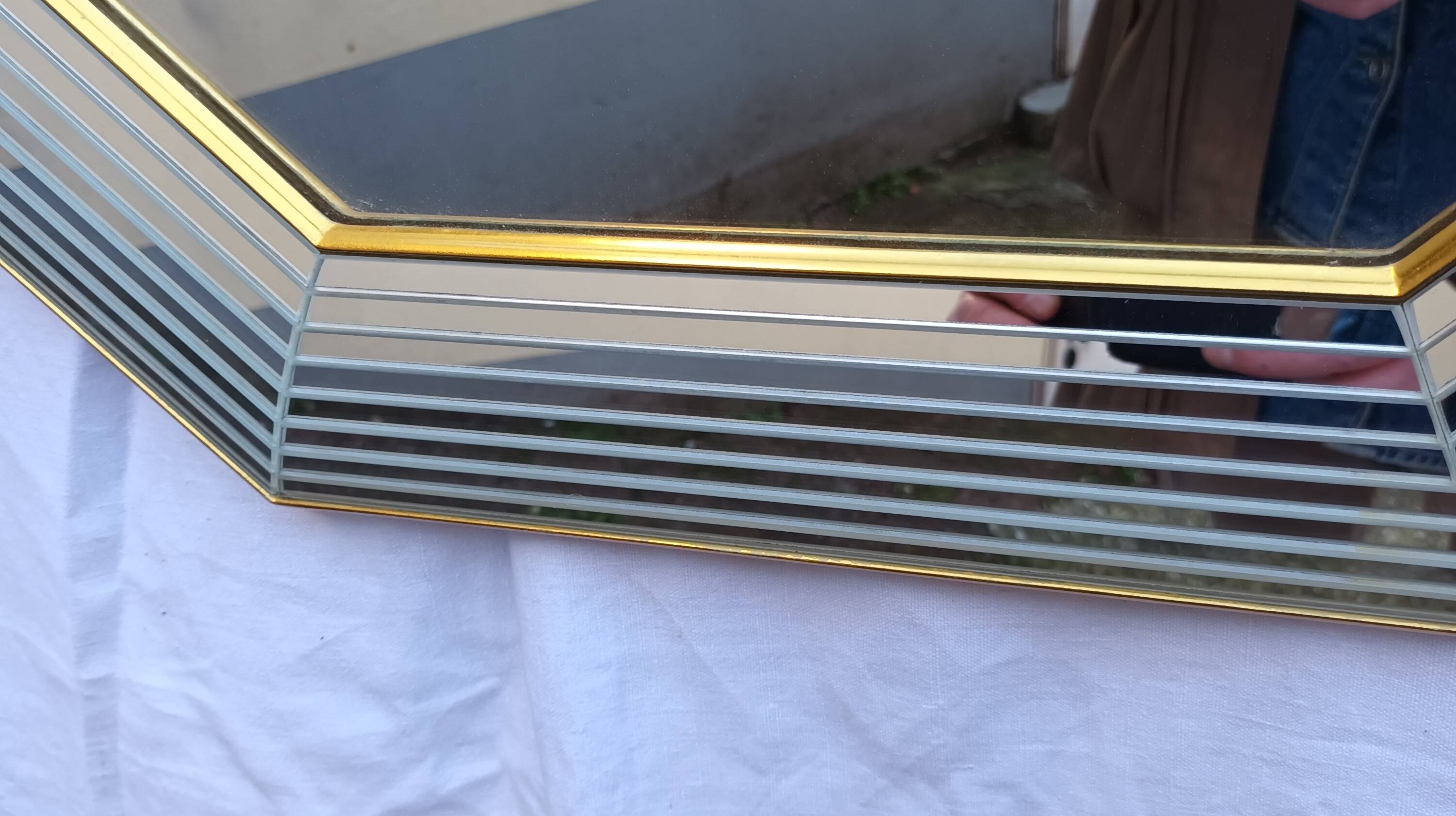Belgian octagonal mirror "Deknudt Mirror" from the 80s