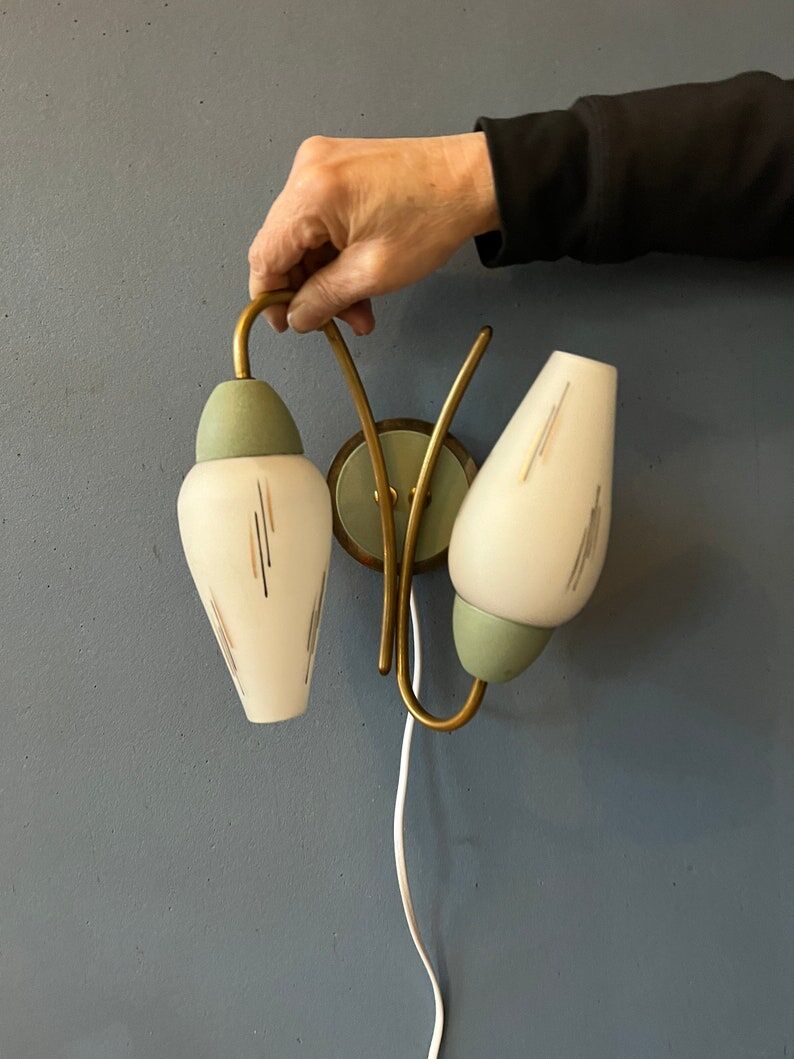 Mid-century opaline glass wall lamp