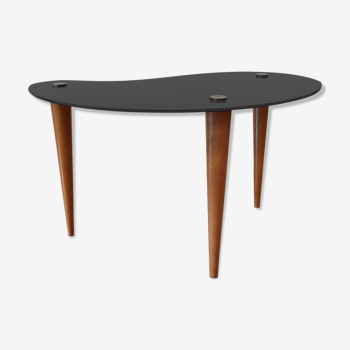 Table tripode en verre noir 1950