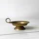 Copper spade candle holder covered with a golden film - handle small ring - for candle with rod