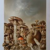 Roland CAT: Bicycle and Mushrooms, original signed lithograph