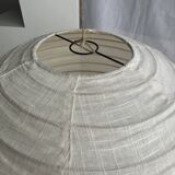 Suspension in rattan and natural japanese linen lantern shape h70 d50