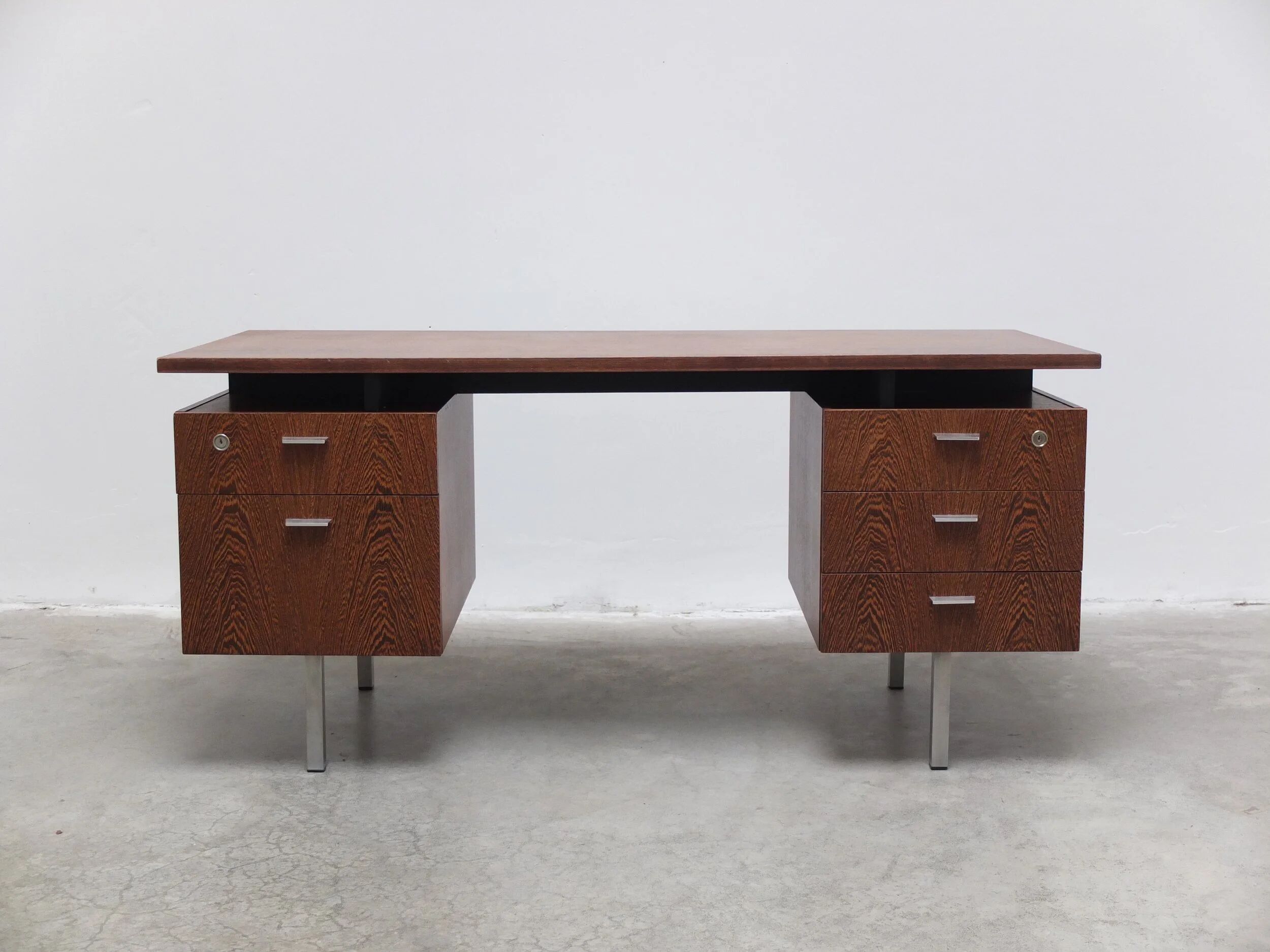 Freestanding modernist writing desk in wengé, 1960s