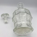 Ancienne carafe à liqueur en verre avance facette et bouchon - 27 cm