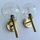 Pair Vintage Scandinavian Glass Wall Lights