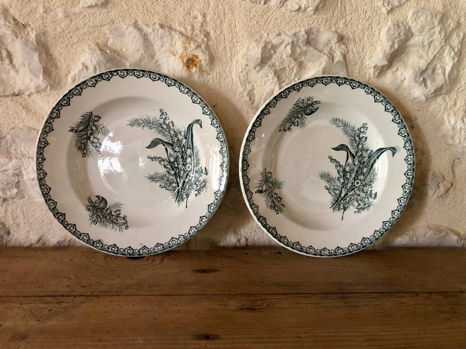 Deep plates in ironstone, Lily of the Valley, Saint Amandinoise