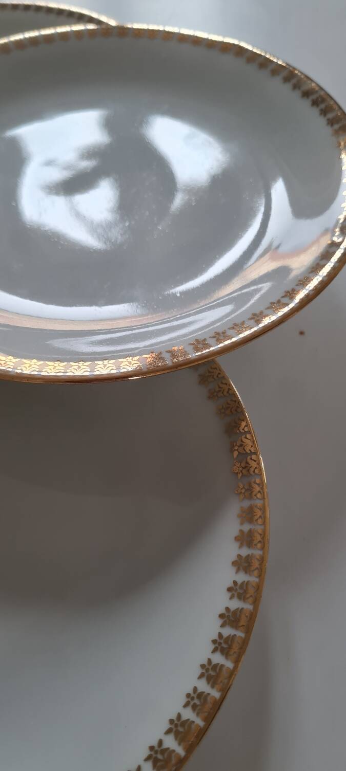 Set of 10 porcelain dessert plates