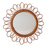 Vintage rattan sun mirror