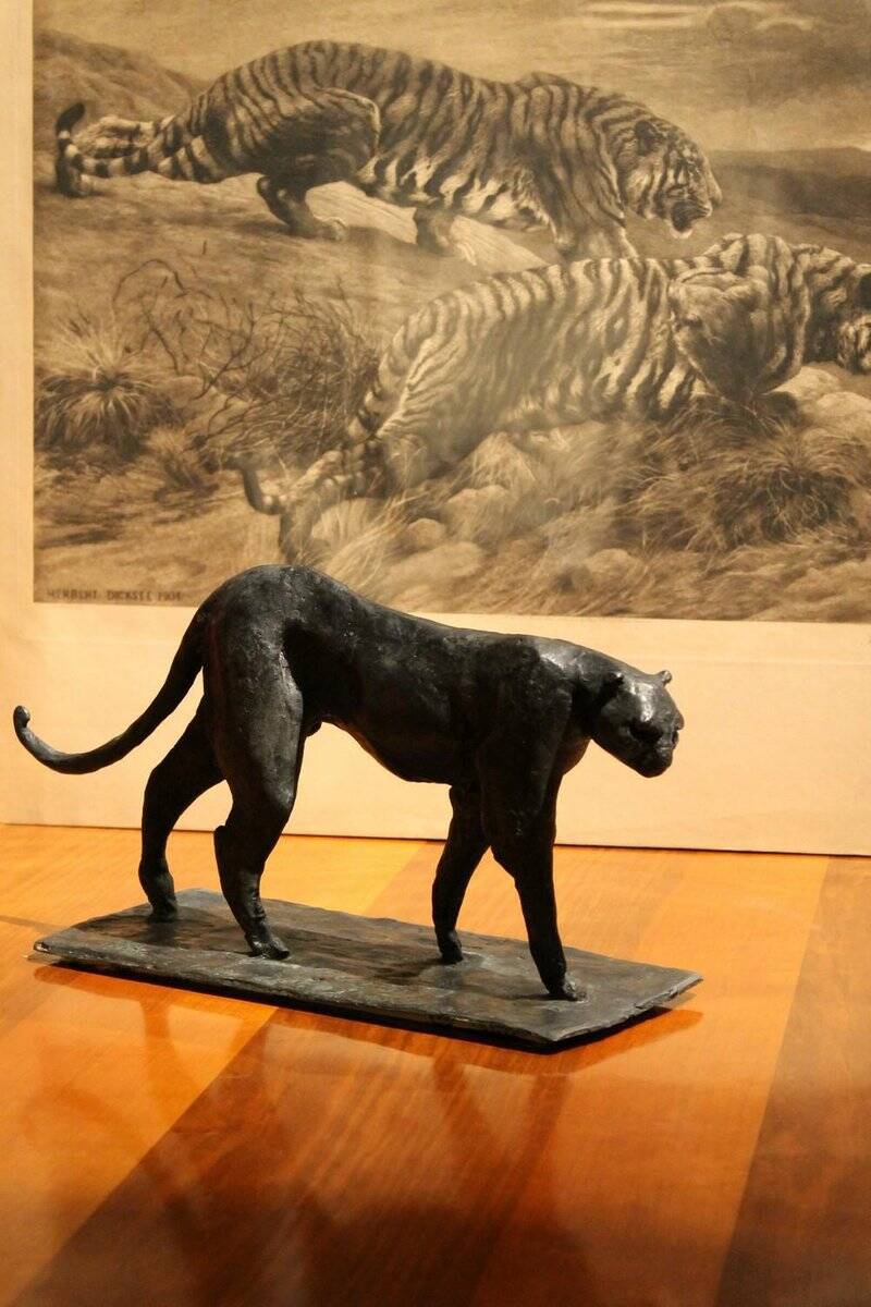 Art Deco Inspired Black Patinated Bronze Leopard Sculpture, 2020